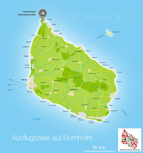 Karte vom Hammerknuden, Insel Bornholm, Daenemark