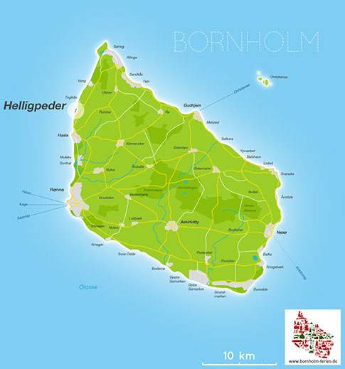 Karte/ Lage von Helligpeder, Insel Bornholm, Dae;nemark