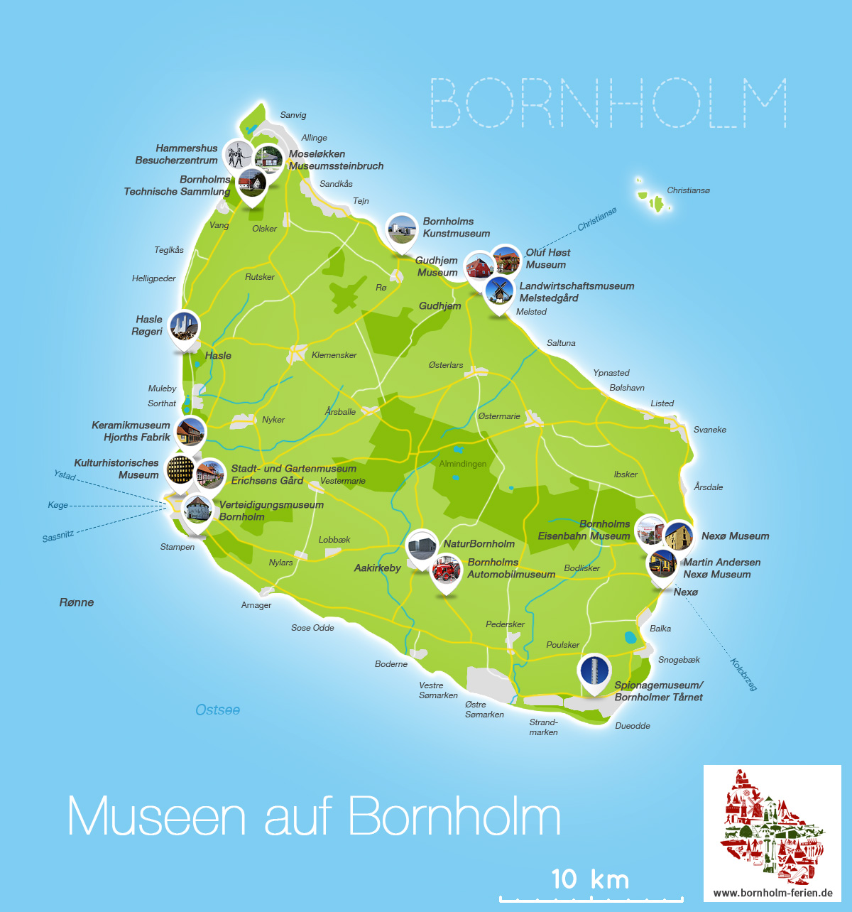 Karten Insel Bornholm, Landkarten von Bornholm - Bornholm-Ferien.de