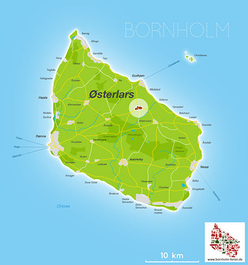 Karte von Oesterlars, Insel Bornholm, Daenemark