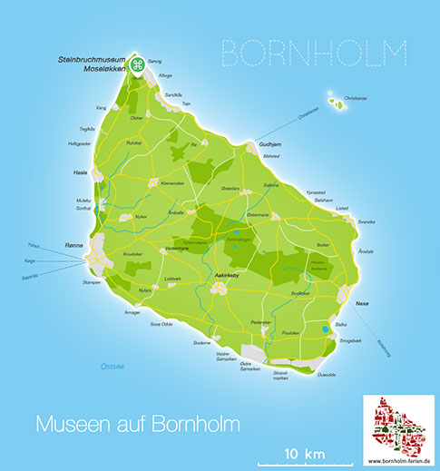 Karte des Steinbruchmuseum Moselokken, Insel Bornholm (Dänemark)