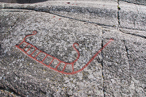 Felszeichnung (Petroglyphen) auf Bornholm: Eine bronzezeitliche Schiffsdarstellung, Daenemark
