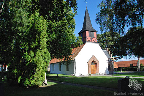 Die markante Kirche von Hasle, Bornholm, Dänemark