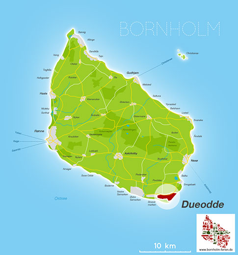 Karte von Dueodde, Insel Bornholm, Dänemark