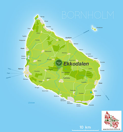 Karte von Ekkodalen, Insel Bornholm, Dänemark