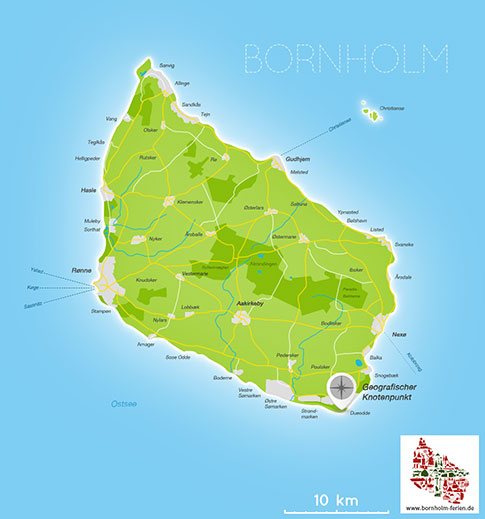 Karte Geografischer Knotenpunkt Bornholm, Dänemark