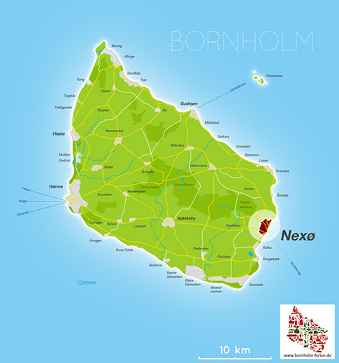 Karte, Nexoe, Insel Bornholm, Daenemark