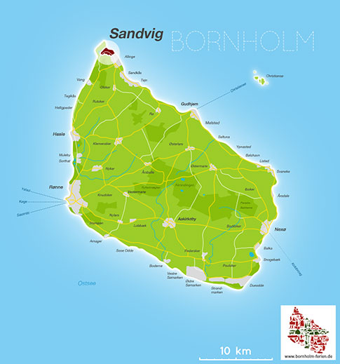 Karte, Sandvig, Insel Bornholm, Daenemark