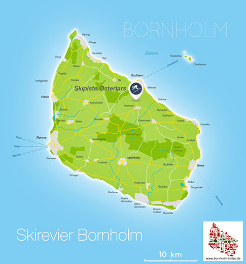 Karte Skipiste Insel Bornholm, Daenemark