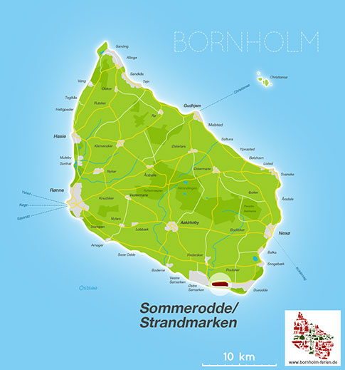 Karte, Sommerodde, Strandmarken, Insel Bornholm, Daenemark