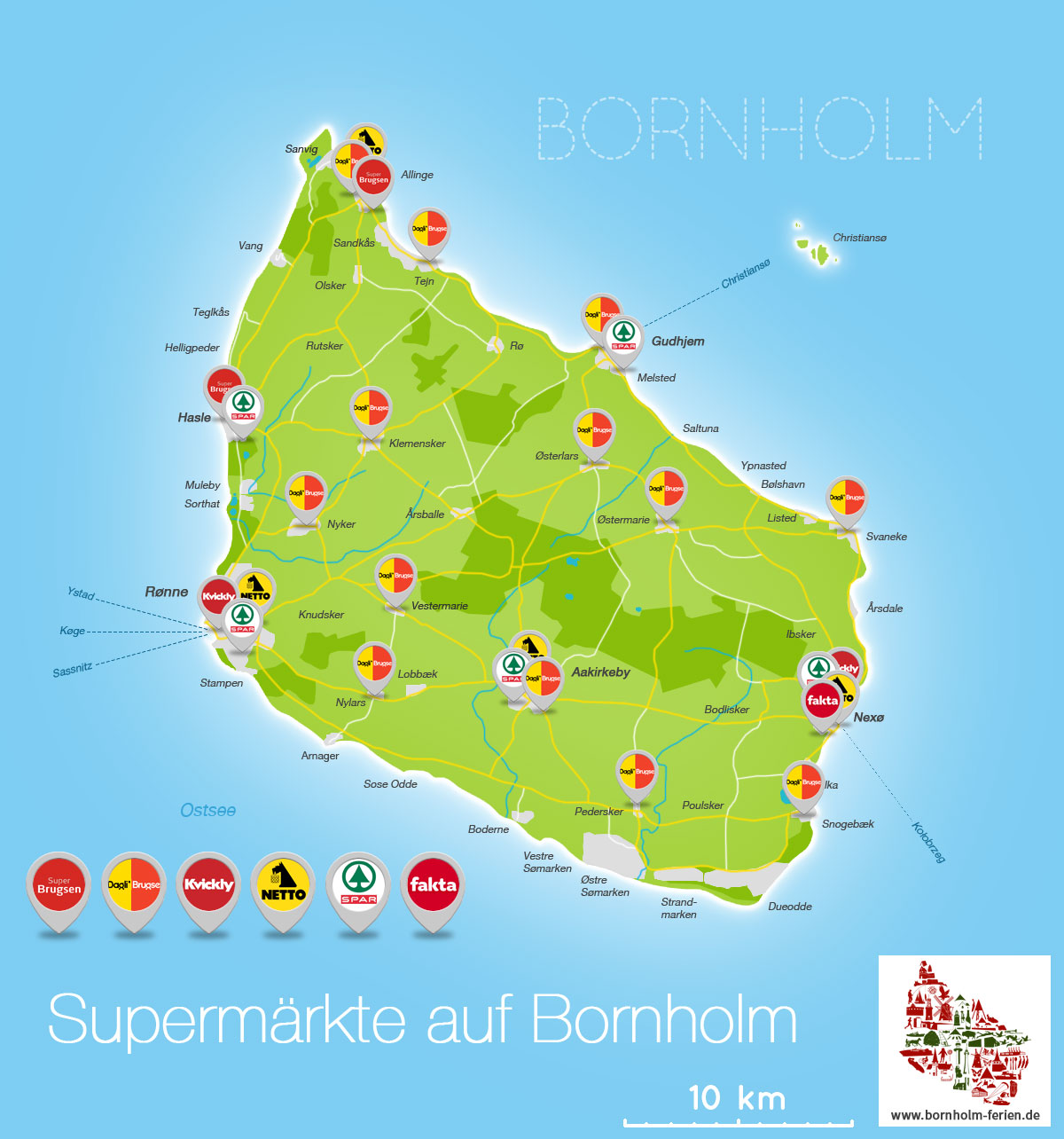 Supermärkte Insel Bornholm (Dänemark) - Einkaufen auf Bornholm