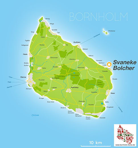 Karte Svaneke Bolcher, Insel Bornholm, Daenemark