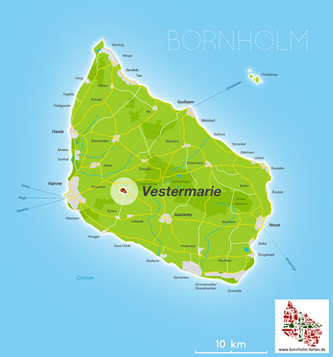Karte, Vestermarie, Insel Bornholm, Daenemark