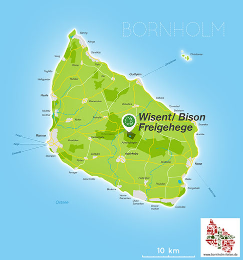 Karte Wisent-/ Bison Freigehege Bornholm, Dänemark