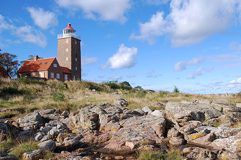Leuchtturm, Hullehavn, Svaneke, Insel Bornholm, Daenemark